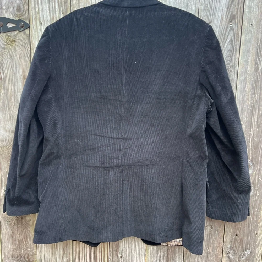 SADDLEBRED Black Corduroy Plaid Lining SPORT COAT Jacket Mens 44 R